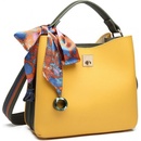 Miss Lulu menší kabelka do ruky s dekoratívním šátkem žluto-zelená