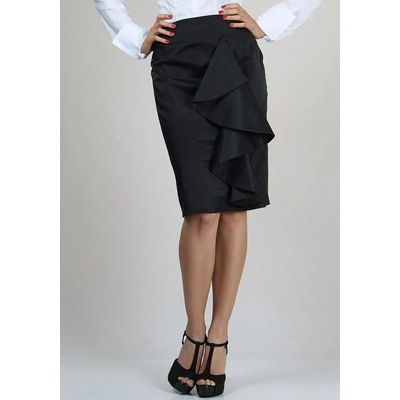 Rumena Елегантна, черна пола с ефектен акцент на волани rumena