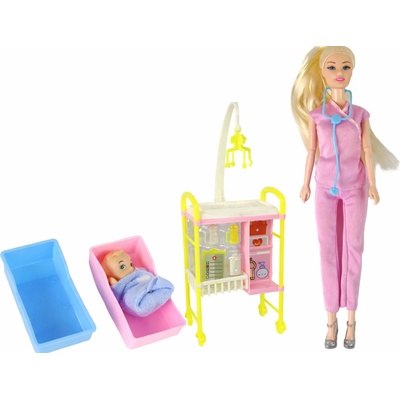 Lean Toys doktorka s bábätkom a doplnkami – v ružovom oblečení