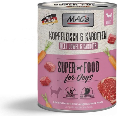 MAC's dog beef and carrot - Пълноценна консервирана храна за кучета с говеждо месо и моркови, 800 гр