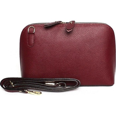 Vera Pelle dámská malá pevná kožená crossbody kabelka no. 75 tmavěvínová červená