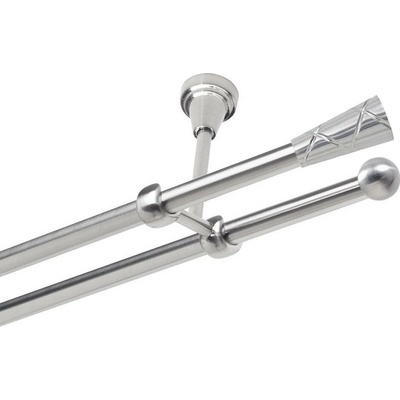 OK-GarnýžeCZ Garnýž kovová dvouřadá 19mm Trapezium nerez 360 cm do stropu / na tunýlek - bez kroužků