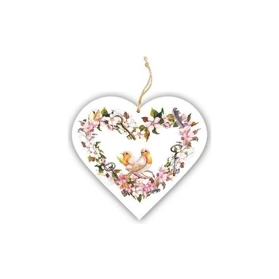 Bohemia Gifts Dekorativní dřevěné srdce 13 cm – ptáčci
