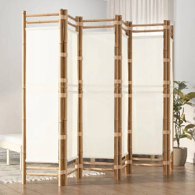 vidaXL Paraván skládací 240 x 180 cm bambus a plátno 6panelový 350626