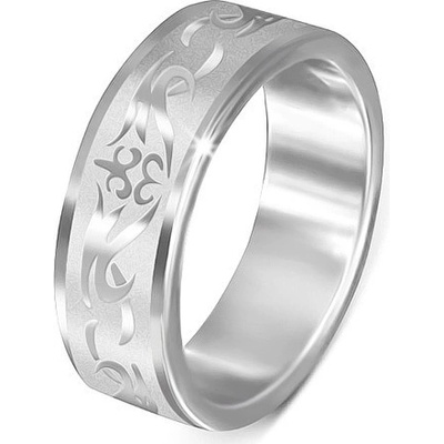 Šperky eshop ocelový prsten matný s lesklým kmenovým vzorem K18.2