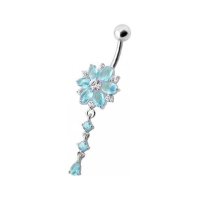 Šperky4U stříbrný piercing do pupíku kytička BP01120-Q
