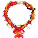 Dannyra Колие с естествена орхидея, корали, коралови клончета Fire Corals Dannyra Jewels