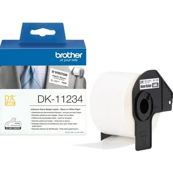 Image 1 of Brother Консуматив, Brother DK-11234 Adhesive Visitor Badge Label Roll - Black on White, 60mm x 86mm (DK11234)