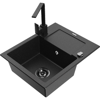 Mexen Enzo гранитна кухненска мивка с 1 отделение, сушилник и кухненски (6506-73-670300-70-B)