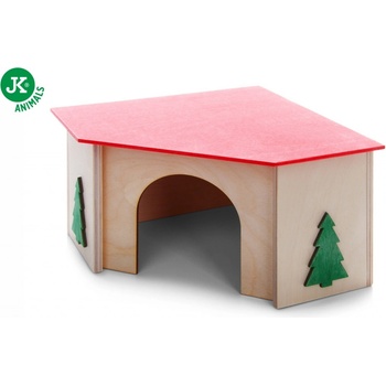 JK ANIMALS Dřevěný domek se stromky pro morčata 21 x 21 x 13 cm