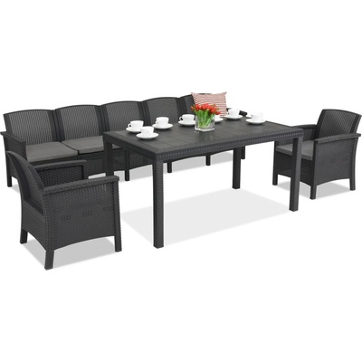 BICA Комплект ратанови мебели Venezia Apetito Max 7 антрацит Бика (БЧВЕНМАКСАНТ)