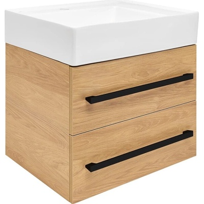 SAT Skříňka s umyvadlem a černou úchytkou Cube Way dub hickory mat CUBE46C602DHSATCW