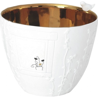 räder Porcelánový svícen Bird Visit, bílá barva, porcelán