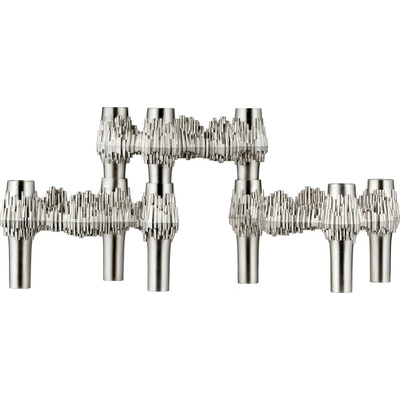 Stoff Nagel Dizajnový svietnik STOFF Nagel Quist Brushed Chrome – set 3 ks