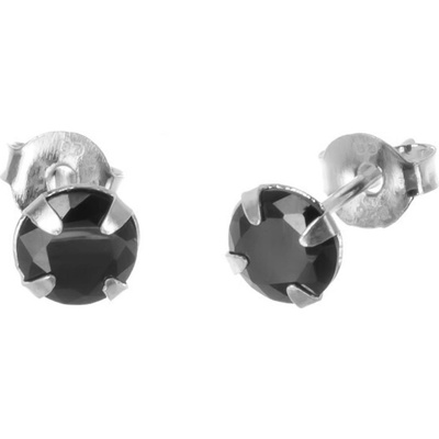 Argento Strieborné náušnice - čierny okrúhly zirkón, priemer 5 mm 66717