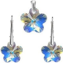 MSPERK Strieborný set kvety Crystal Flower AB 18/14