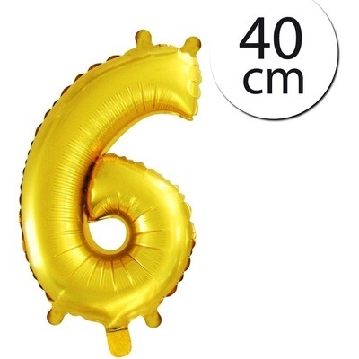 FUN RAG 4Gold 202944 Mini fóliový balón číslo 6 zlatý 40 cm