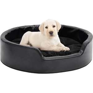 vidaXL 69x59x19 cm black plush/pleather 171261