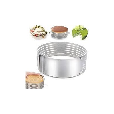 Регулируем пръстен за торта , Неръждаема стомана, 6 Места за нарязване, Сребрист (2-8073)