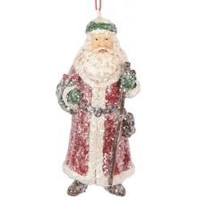 Červená vánoční závěsná dekorace Santa Claus 5*4*12 cm Clayre & Eef