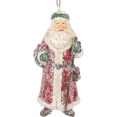Červená vánoční závěsná dekorace Santa Claus 5*4*12 cm Clayre & Eef