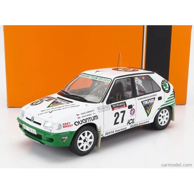Ixo-models Škoda Felicia N 27 Rally Rac Lombard 1995 P.sibera P.gross Bílá Zelená 1:18