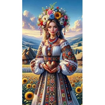 Norimpex - Puzzle Diamant painting: Girl with sunflowers 30x40 cm - 1 - 39 piese