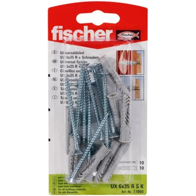 Fischer УНИВЕРСАЛЕН ДЮБЕЛ С ВИНТ Ф6Х35ММ 10 БРОЯ fischer ux rsk (4006209908778)