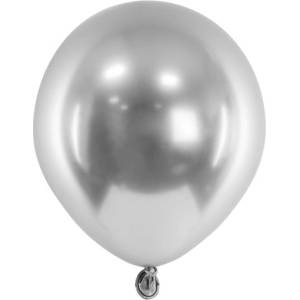 Party Deco Латексов Балон Хром, Сребро - 12 см (chb1-5-018-50)
