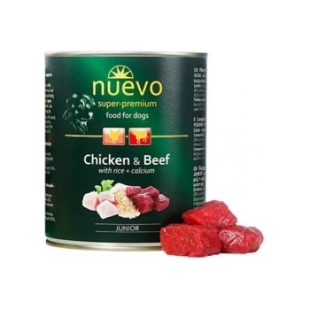 nuevo Dog Junior - Консерва за подрастващи кучета с пилешко и говеждо месо, 800 гр