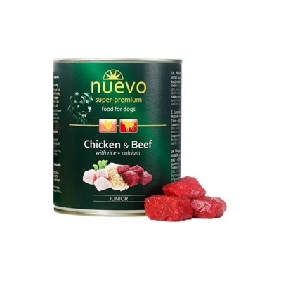 nuevo Dog Junior - Консерва за подрастващи кучета с пилешко и говеждо месо, 800 гр