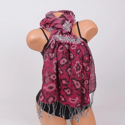 Тъмнорозов шал с ефектни шарки и набор