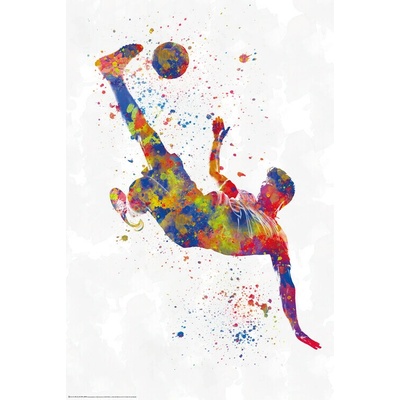 Plagát, Obraz - Soccer Player in watecolor, 61 × 91.5 cm