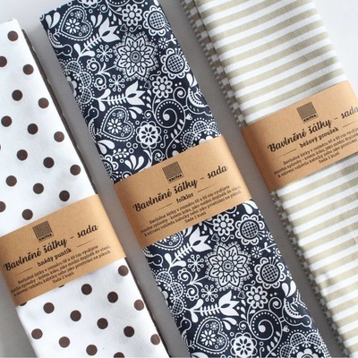 Knitva bavlněné šátky vzor folklor sada 2 kusů – Zboží Mobilmania