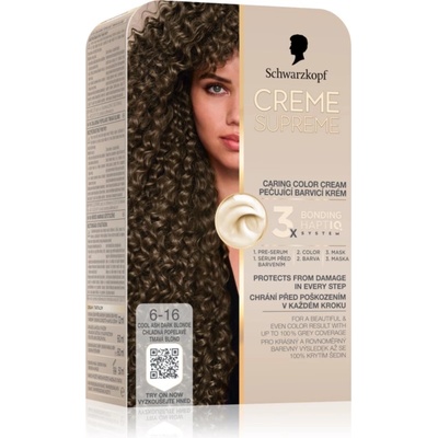 Schwarzkopf Creme Supreme перманентната боя за коса цвят 6-16 Cool Ash Dark Blonde 60ml