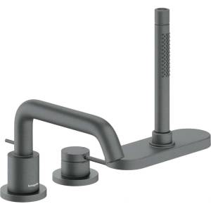 Hansgrohe Tecturis S - Смесител за ръба на ваната, монтаж с 3 отвора, sBox, матиран черен хром 73447340 (73447340)