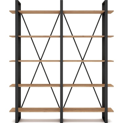 Marckeric Černý/přírodní regál v dekoru dubu 150x180 cm Aviva – Marckeric