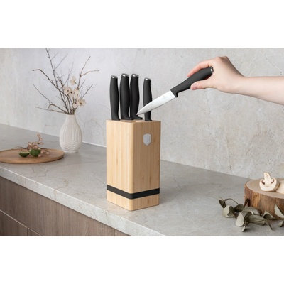 BerlingerHaus Matte Black Collection Sada nožov so stojanom BAMBOO 6 ks hranatý