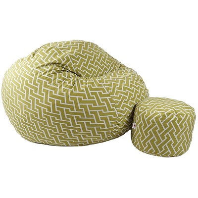 PUFRELAX Комплект Барбарон с табуретка за крака 700л. King Size, Zippity Green, Перящ се калъф, Пълнеж с микс от мемори пяна и дунапрен, Гама Premium (PUF-M-KO-PT-ZIG)