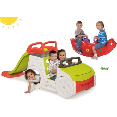 Preliezačka Adventure Car s pieskoviskom a šmykľavkou