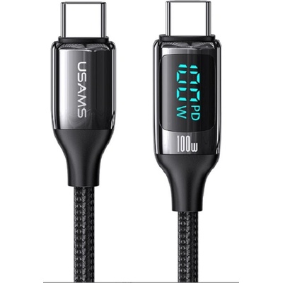 USAMS Кабел USAMS - SJ558USB01, USB-C/USB-C, 2 m, черен (SJ558USB01)