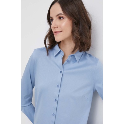 MOS MOSH Памучна риза Mos Mosh дамска в синьо със стандартна кройка с класическа яка (131660)