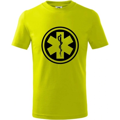 Rescue logo samostatné guľaté tričko detské limetková