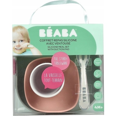 BEABA Jedálenská sada silikónová Eucalyptus 4 dielna