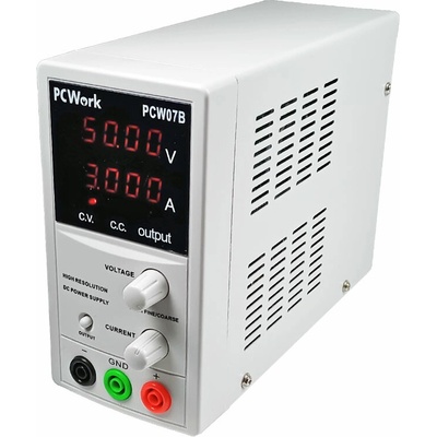 Laboratorní napájecí zdroj PCW07B DC 0–50 V / 3 A, CV/CC, 4místný LED displej