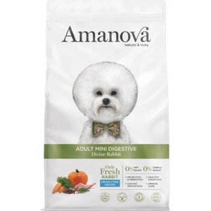 Amanova adult mini digestive divine rabbit - пълноценна храна за пораснали кучета от мини породи с чувствително храносмилане, със Заек и тиква - 800 гр, Испания - 37377