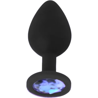 X Fun Силиконов Butt Plug с бижутерия "X FUN BLACKED LIGHT BLUE" 8 см. Размер - M