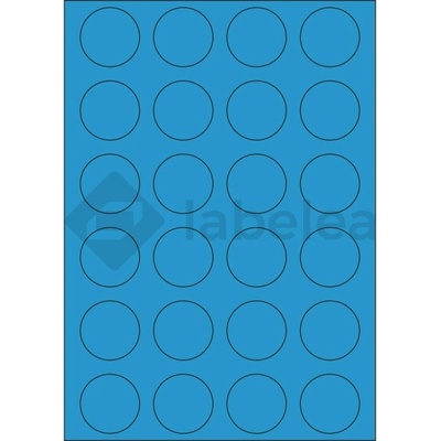 Labelea Samolepiace etikety kruh 40x40 mm farebné papierové, na hárku A4, pre laserovú a atramentovú tlač, Farba etikiet Modrá, Počet hárkov v balení 100 EPY999040PB024S