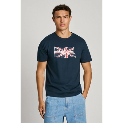 Pepe Jeans bavlněné tričko Clag tmavos potiskem PM509384 modrá