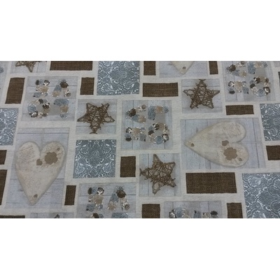 Dekoračná látka LOVE CHRISTMAS sivá šírka 140 cm